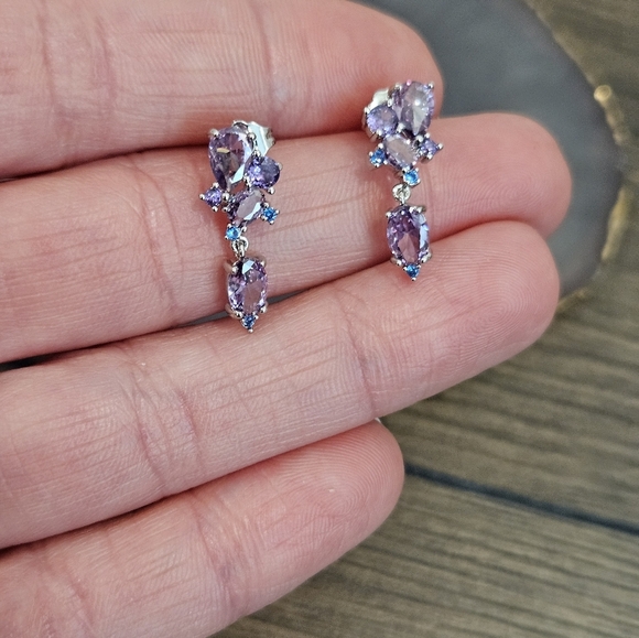 NEW Purple and Blue Silver Earrings - Picture 3 of 3